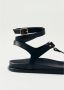 ALOHAS Zwarte Leren Sandalen Black Dames - Thumbnail 5