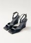 ALOHAS Zwarte leren sandalen Black Dames - Thumbnail 4