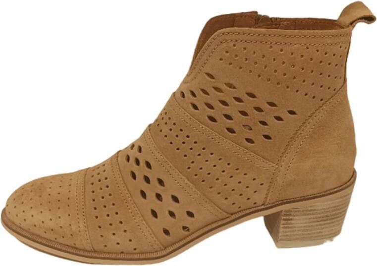 Alpe Casual Camel Suède Dames Enkellaarsjes Brown Dames