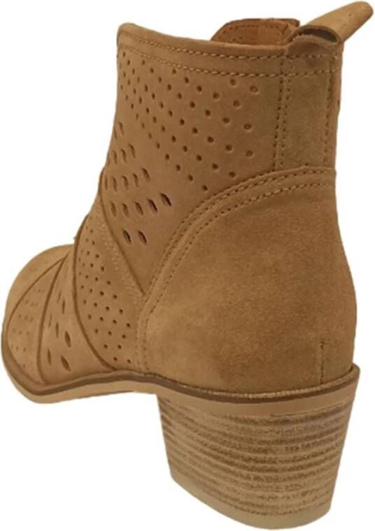 Alpe Casual Camel Suède Dames Enkellaarsjes Brown Dames