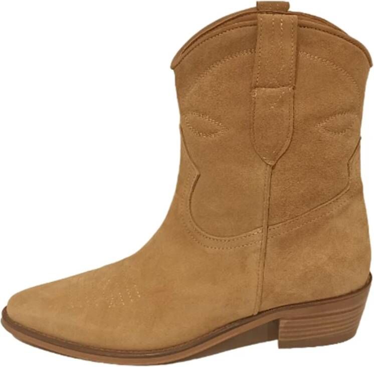 Alpe Casual Camel Suède Dames Enkellaarsjes Brown Dames