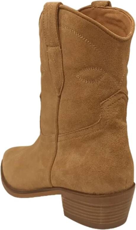 Alpe Casual Camel Suède Dames Enkellaarsjes Brown Dames