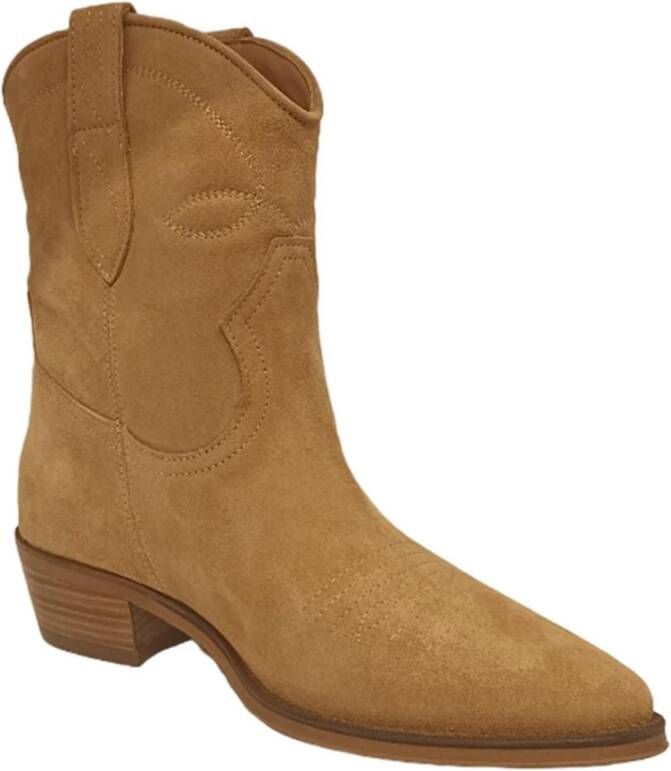 Alpe Casual Camel Suède Dames Enkellaarsjes Brown Dames