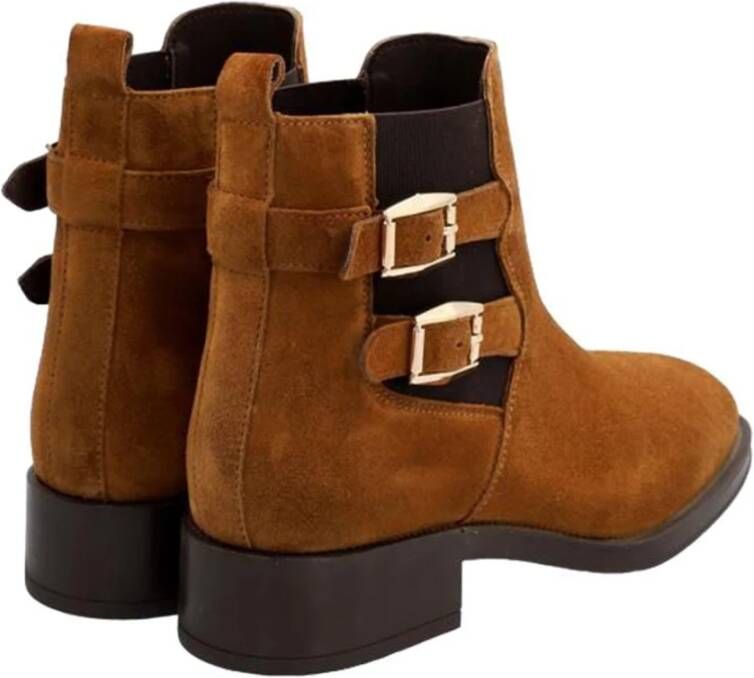 Alpe Casual Camel Suède Dames Enkellaarsjes Brown Dames