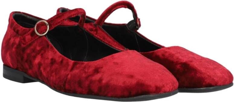 Alpe Casual Velvet Ballet Flats Burgundy Red Dames