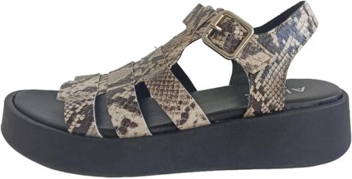 Alpe Casual Zwarte Leren Dames Sandalen Multicolor Dames