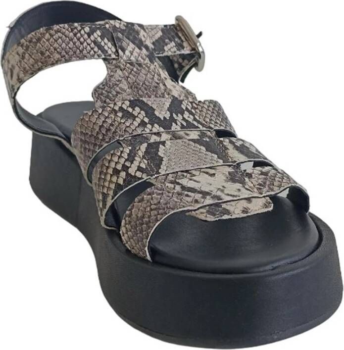 Alpe Casual Zwarte Leren Dames Sandalen Multicolor Dames