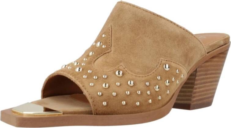 Alpe Heeled Mules Brown Dames