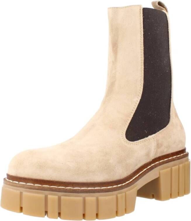 Alpe Klassieke Chelsea Boots met zijpanelen Beige Dames