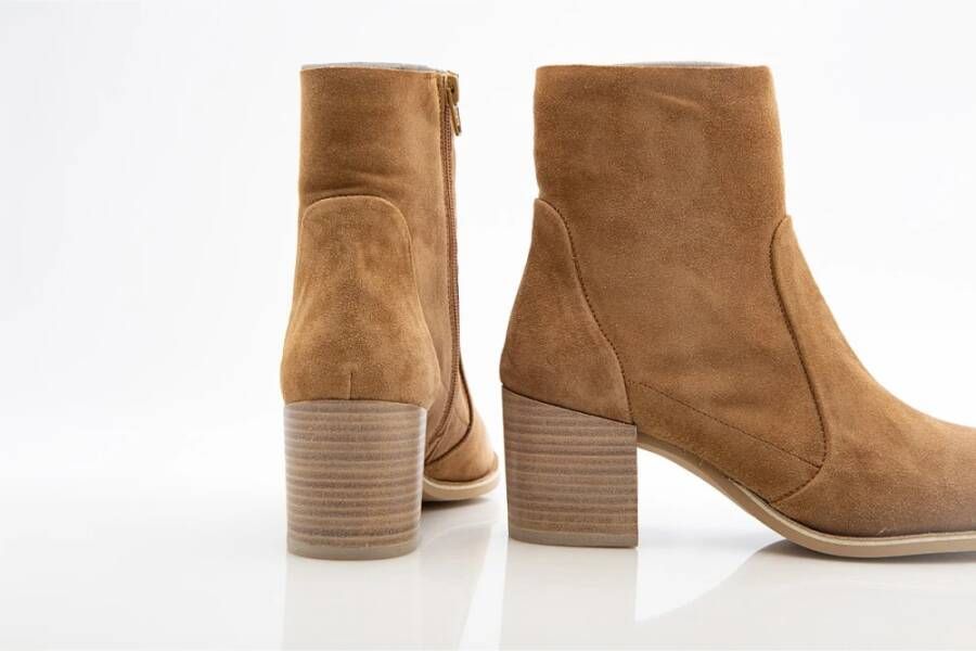 Alpe Suede Cognac Enkellaarsje Brown Dames