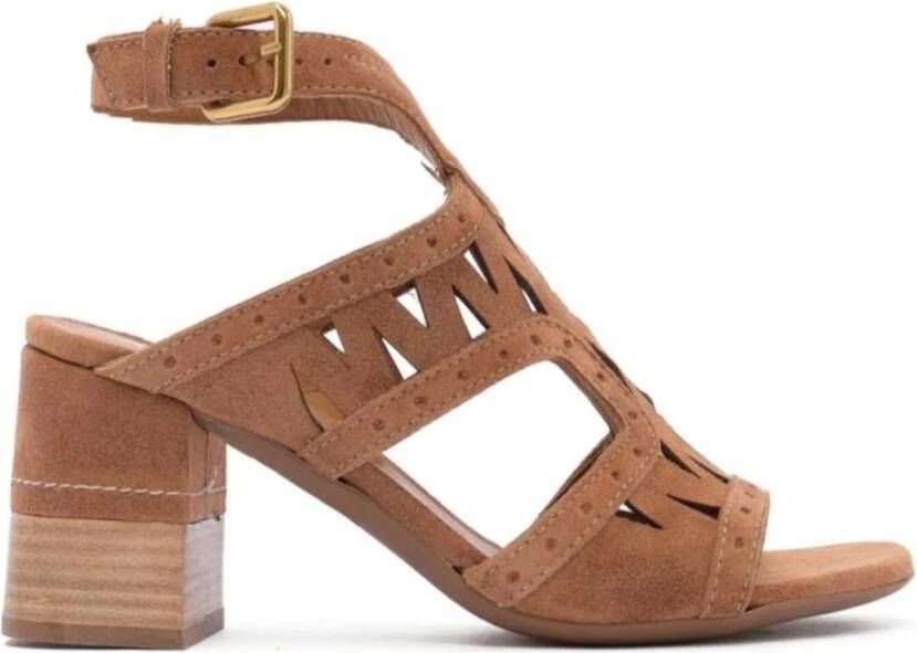 Alpe Valery Baby Silk Sandalen met hak Brown Dames