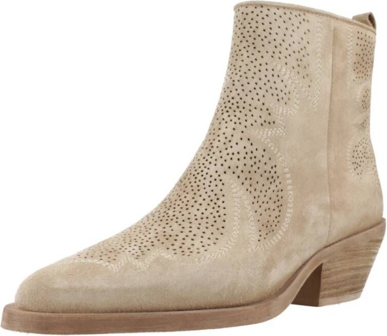 Alpe Western Style Cowboy Boots Beige Dames