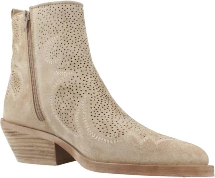 Alpe Western Style Cowboy Boots Beige Dames