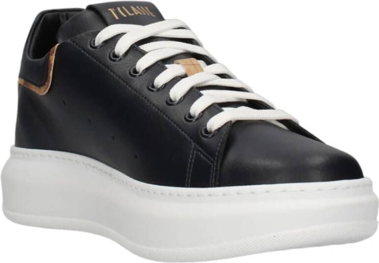 Alviero Martini 1a Classe Blauwe leren sneakers met Geo Classic-details Blue Heren