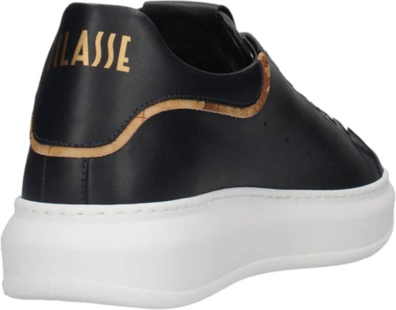 Alviero Martini 1a Classe Blauwe leren sneakers met Geo Classic-details Blue Heren