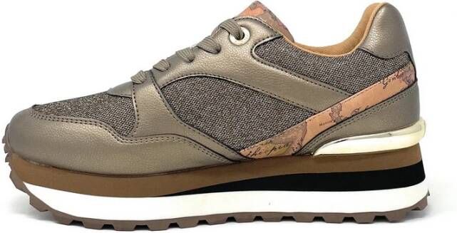 Alviero Martini 1a Classe Bronze Geo Inzet Platform Sneakers 2014 Brown Dames