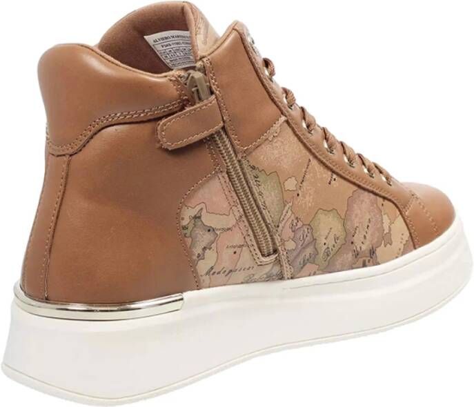 Alviero Martini 1a Classe Bruine Sneakers met Geo Classic Print Brown Dames