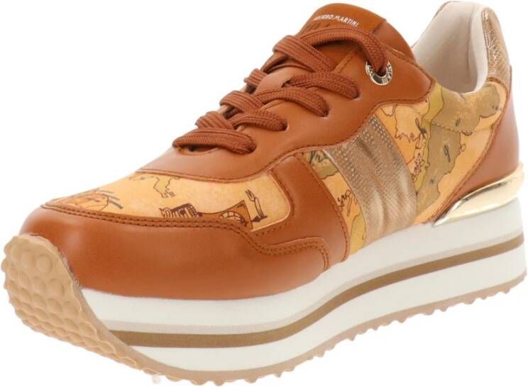 Alviero Martini 1a Classe Damesneakers van Kunstleer en Stof Brown Dames