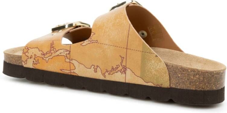 Alviero Martini 1a Classe Geo Classic Eco Nappa Platte Sandalen Beige Dames