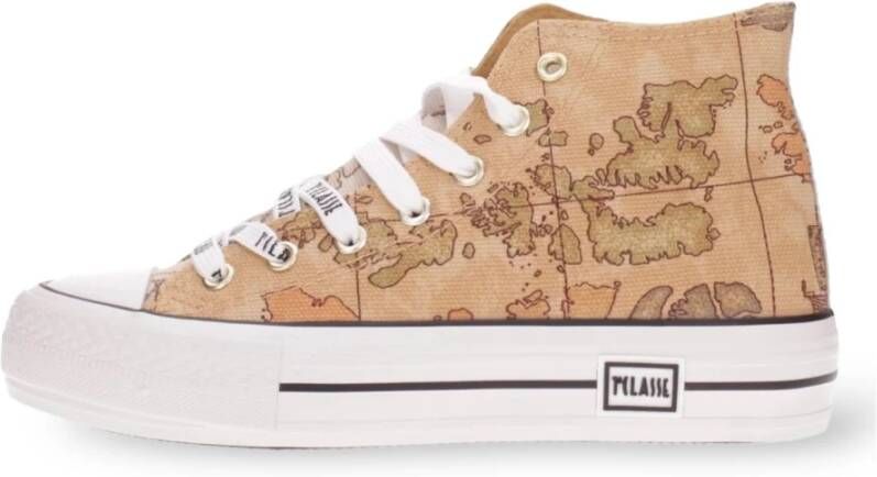 Alviero Martini 1a Classe Geo Classic High Top Canvas Sneakers Beige Dames