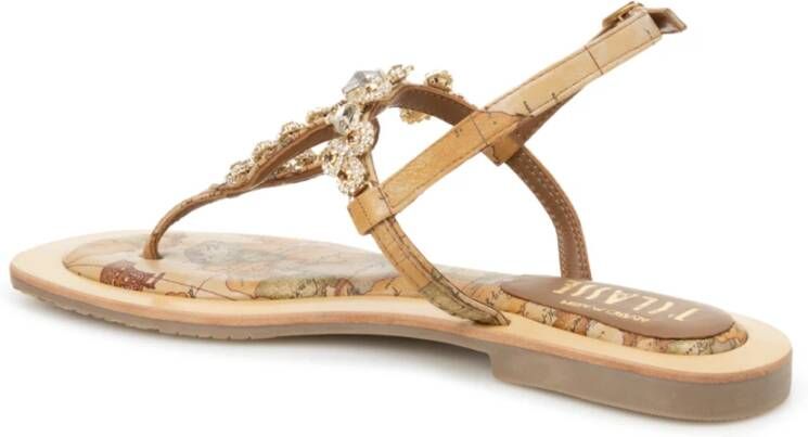 Alviero Martini 1a Classe Geo Classic Print Flip-Flop Sandalen Beige Dames