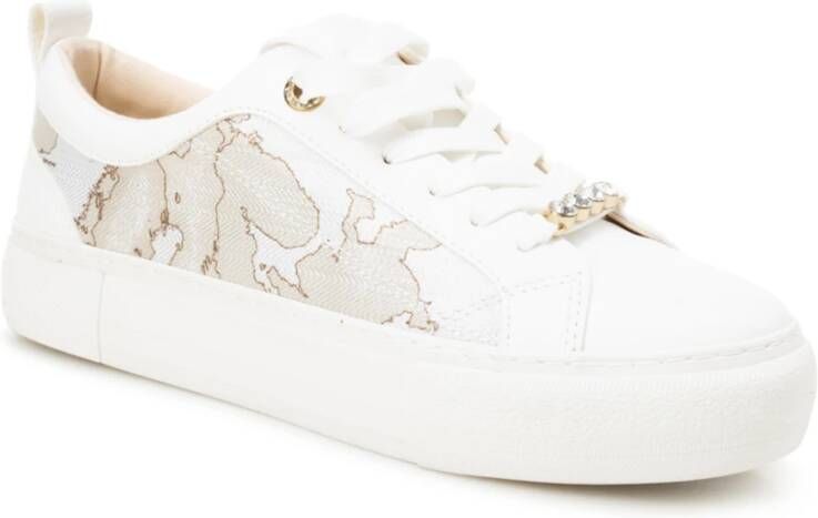 Alviero Martini 1a Classe Geo Safari Leren Sneakers White Dames