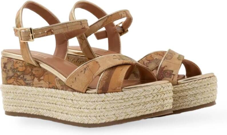 Alviero Martini 1a Classe Natuurlijke Geo Classic Sleehak Sandalen Beige Dames