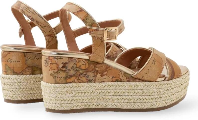 Alviero Martini 1a Classe Natuurlijke Geo Classic Sleehak Sandalen Beige Dames