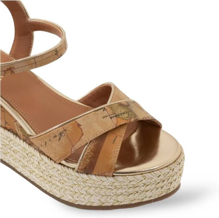 Alviero Martini 1a Classe Natuurlijke Geo Classic Sleehak Sandalen Beige Dames