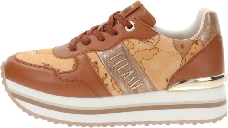 Alviero Martini 1a Classe Stijlvolle Leren en Stoffen Sneakers Brown Dames