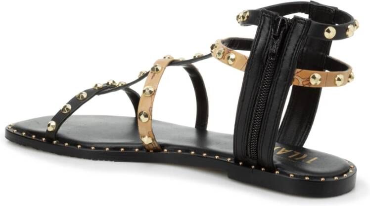 Alviero Martini 1a Classe Studded Two-Tone Sandals with Ankle Closure Black Dames