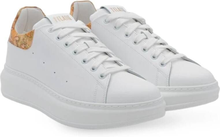 Alviero Martini 1a Classe Witte Leren Sneakers Geo Classic White Heren