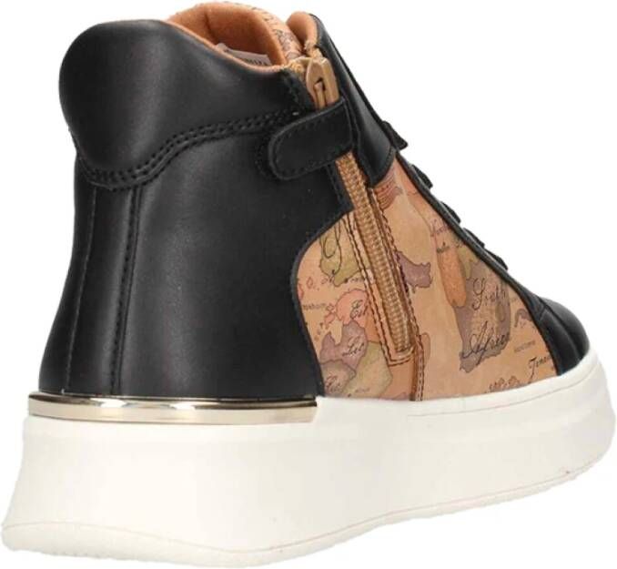 Alviero Martini 1a Classe Zwarte Sneakers met Kaartprint Black Dames