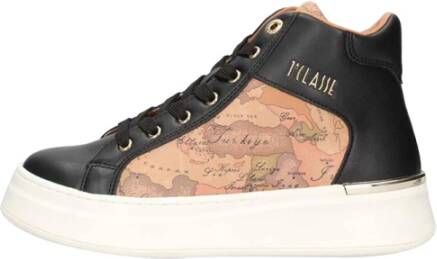 Alviero Martini 1a Classe Zwarte Sneakers met Kaartprint Black Dames