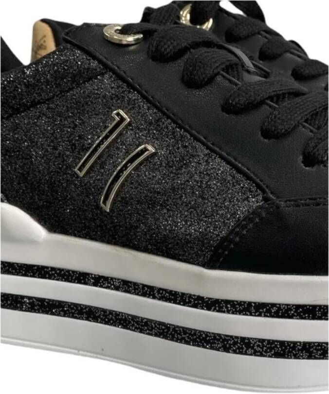 Alviero Martini 1a Classe Zwarte sneakers met strass en platform Black Dames