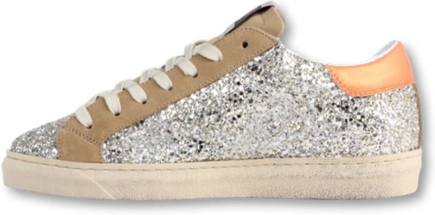 Ama Brand Glitter Sneakers met Oranje Details Beige Dames