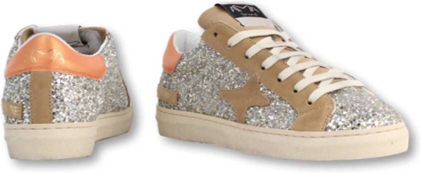 Ama Brand Glitter Sneakers met Oranje Details Beige Dames