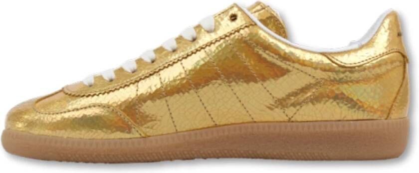 Ama Brand Gouden Leren Sneaker Stijlvolle Schoonheid Beige Dames