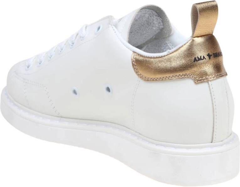 Ama Brand Wit en Goud Leren Sneakers White Dames