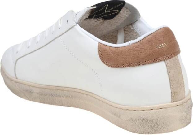 Ama Brand Witte leren sneakers met kleurrijke details White Heren