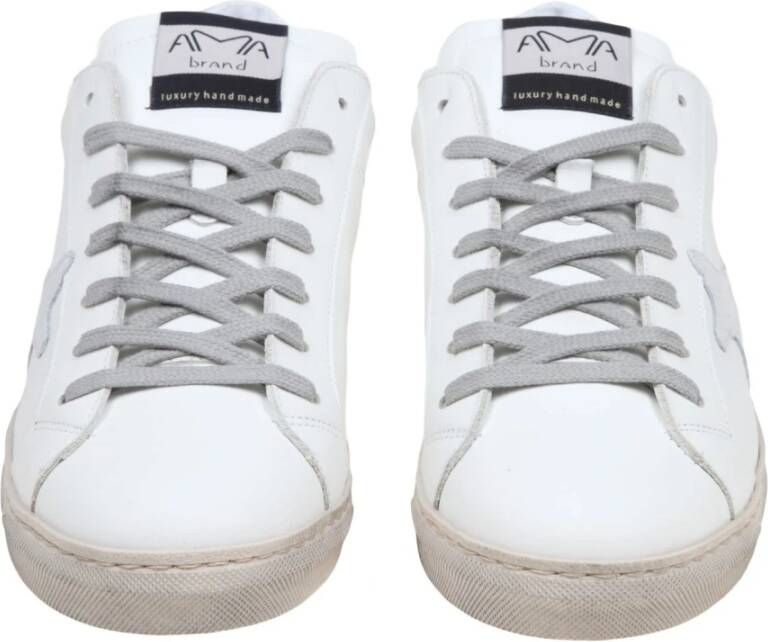 Ama Brand Wit zwarte leren sneakers Ss24 White Heren