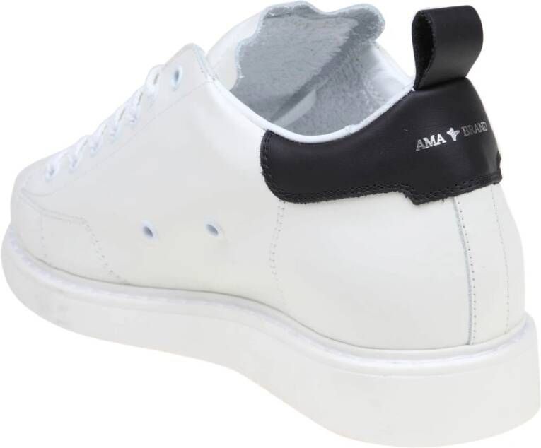 Ama Brand Zwart en wit leren sneakers White Heren