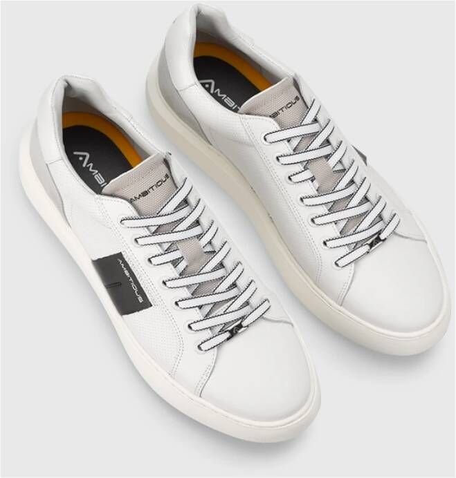 Ambitious Casual Leren Sneaker met Contrastdetails White Heren