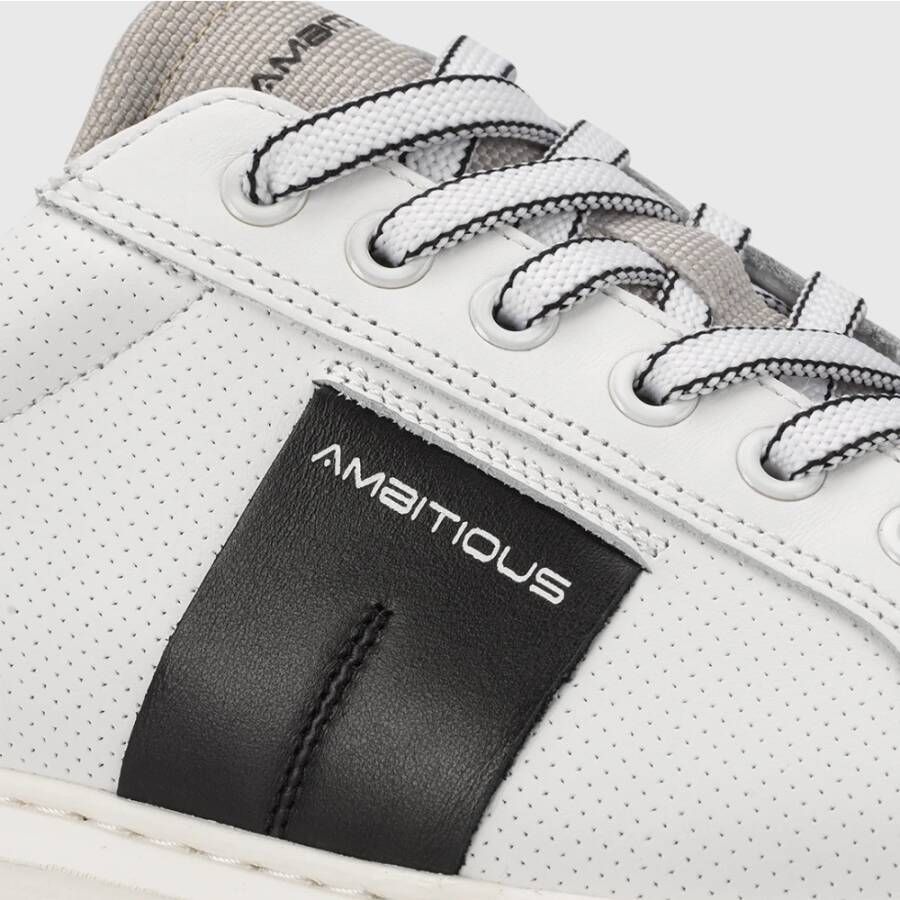 Ambitious Casual Leren Sneaker met Contrastdetails White Heren