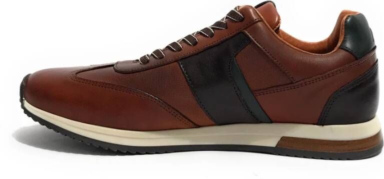 Ambitious Cognac Combi Leren Hardloopsneaker Bruin Heren