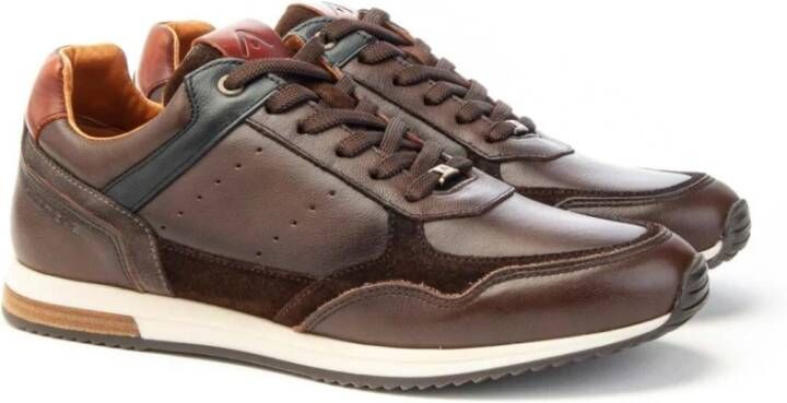 Ambitious Heren leren en technische stof sneakers Brown Heren