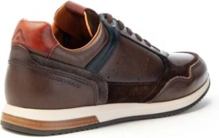 Ambitious Heren leren en technische stof sneakers Brown Heren