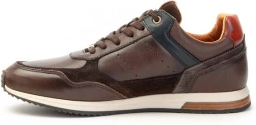 Ambitious Heren leren en technische stof sneakers Brown Heren