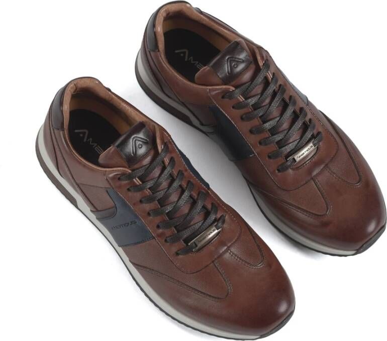 Ambitious Klassieke Leren Sneaker met Unieke Silhouet Brown Heren