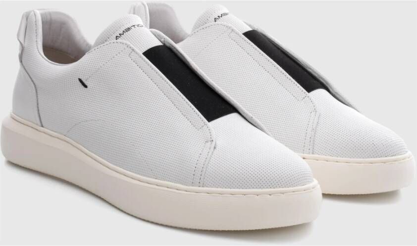 Ambitious Minimalistische Leren Instap Sneaker White Heren